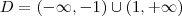 D = (- \infty, -1 ) \cup ( 1, + \infty )