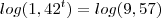 log({1,42}^{t})=log(9,57) log({1,42}^{t})=log(9,57)