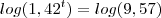 log({1,42}^{t})=log(9,57)