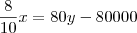 \frac{8}{10}x=80y-80000