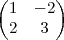 \begin{pmatrix}
   1 & -2  \\ 
   2 & 3 
\end{pmatrix}