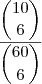 \dfrac{\dbinom{10}{6}}{\dbinom{60}{6}}