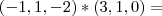 (- 1, 1, - 2) * (3, 1, 0) = (- 1, 1, - 2) * (3, 1, 0) =