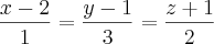 \frac{x-2}{1}=\frac{y-1}{3}=\frac{z+1}{2}