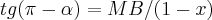 tg(\pi-\alpha)=MB/(1-x)