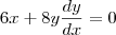 6x+8y\dfrac{dy}{dx}=0