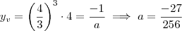 y_v = \left(\frac{4}{3} \right )^3 \cdot 4   =   \frac{-1}{a}  \implies  a  =  \frac{-27}{256}