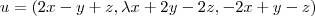 u =(2x-y + z , \lambda x +2y - 2z , -2x +y - z )