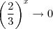 \left(\frac{2}{3}\right)^x\to 0 \left(\frac{2}{3}\right)^x\to 0