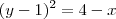 (y-1)^2=4-x (y-1)^2=4-x
