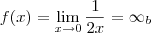 f(x) =  \lim_{x \to 0} \frac{1}{2x} = \infty_b