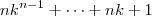 nk^{n-1} + \cdots + nk + 1