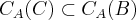 C_A (C) \subset C_A (B) C_A (C) \subset C_A (B)