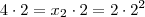 4 \cdot 2 = x_2 \cdot 2 = 2 \cdot 2^2 4 \cdot 2 = x_2 \cdot 2 = 2 \cdot 2^2
