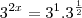 3^{2x} = 3^1.3^\frac{1}{2}