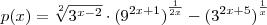 p(x)=\sqrt[2]{{3}^{x-2}}\cdot{({9}^{2x+1})}^{\frac{1}{2x}}-{({3}^{2x+5})}^{\frac{1}{x}}