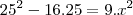 25^2-16.25=9.x^2