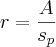 r = \frac{A}{{s}_{p}}