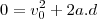0=v_{0}^{2}+2a.d 0=v_{0}^{2}+2a.d