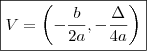 \boxed{V = \left (- \frac{b}{2a}, - \frac{\Delta }{4a} \right )}