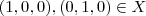 (1,0,0) ,  (0,1,0)  \in X