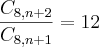 \frac{{C}_{8,n+2}}{{C}_{8,n+1}} = 12 \frac{{C}_{8,n+2}}{{C}_{8,n+1}} = 12
