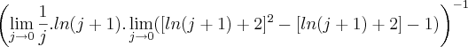 {\left(\lim_{j \to 0}\frac{1}{j}.ln(j+1).\lim_{j \to 0}([ln(j+1)+2]^2-[ln(j+1)+2]-1)\right)}^{-1}