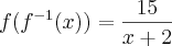 f({f}^{-1}(x))=\frac{15}{x+2}