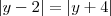 \left|y-2 \right|=\left|y+4 \right| \left|y-2 \right|=\left|y+4 \right|