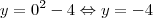 y={0}^{2}-4 \Leftrightarrow y=-4