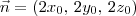 \vec{n} = (2x_0,\,2y_0,\,2z_0) \vec{n} = (2x_0,\,2y_0,\,2z_0)