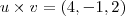 u\times v = (4,-1,2) u\times v = (4,-1,2)
