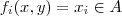 f_i(x,y) = x_i \in A