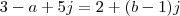 3-a + 5j = 2 + (b-1)j 3-a + 5j = 2 + (b-1)j