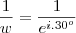 \frac{1}{w}=\frac{1}{e^{i.30^o}}
