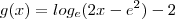 g(x) =log_e (2x-e^2)-2