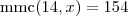 \mathrm{mmc}(14,x) = 154