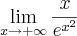 \lim_{x\rightarrow+\infty}\frac{x}{{e}^{{x}^{2}}} \lim_{x\rightarrow+\infty}\frac{x}{{e}^{{x}^{2}}}