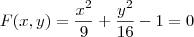 F(x,y) = \frac{x^2}{9} + \frac{y^2}{16} -1 = 0