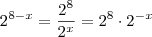 2^{8-x} = \frac{2^{8}}{2^x} = 2^8 \cdot 2^{-x}