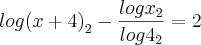 log{(x + 4)}_{2} - \frac{log{x}_{2}}{log{4}_{2}} = 2