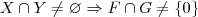X \cap Y \neq \varnothing \Rightarrow F\cap G\neq \{0\}