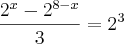 \frac{{2}^{x}-{2}^{8-x}}{3}={2}^{3}