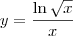 y = \frac{\ln{\sqrt{x}}}{x}