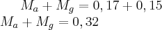 {M}_{a} + {M}_{g}=0,17 + 0,15\\
{M}_{a} + {M}_{g}=0,32