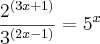 \frac{2^{(3x+1)}}{3^{(2x-1)}}=5^x