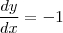 \frac{dy}{dx}=-1