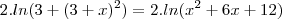2.ln(3+(3+x)^2)=2.ln(x^2+6x+12)