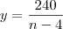 y = \frac{240}{n-4} y = \frac{240}{n-4}