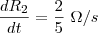 \frac{dR_2}{dt} = \frac{2}{5} \ \Omega/s